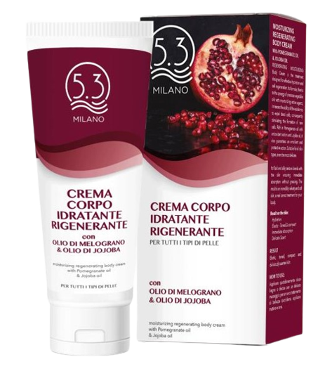 Crema corpo idratante rigenerante con olio di melograno e olio di jojoba