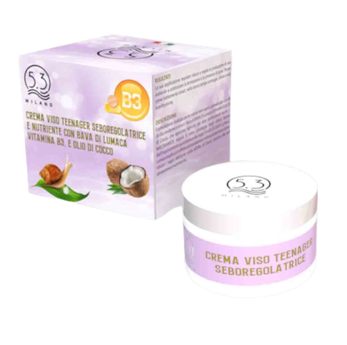 Sebum-regulating and nourishing teen face cream with snail slime and vitamin B3