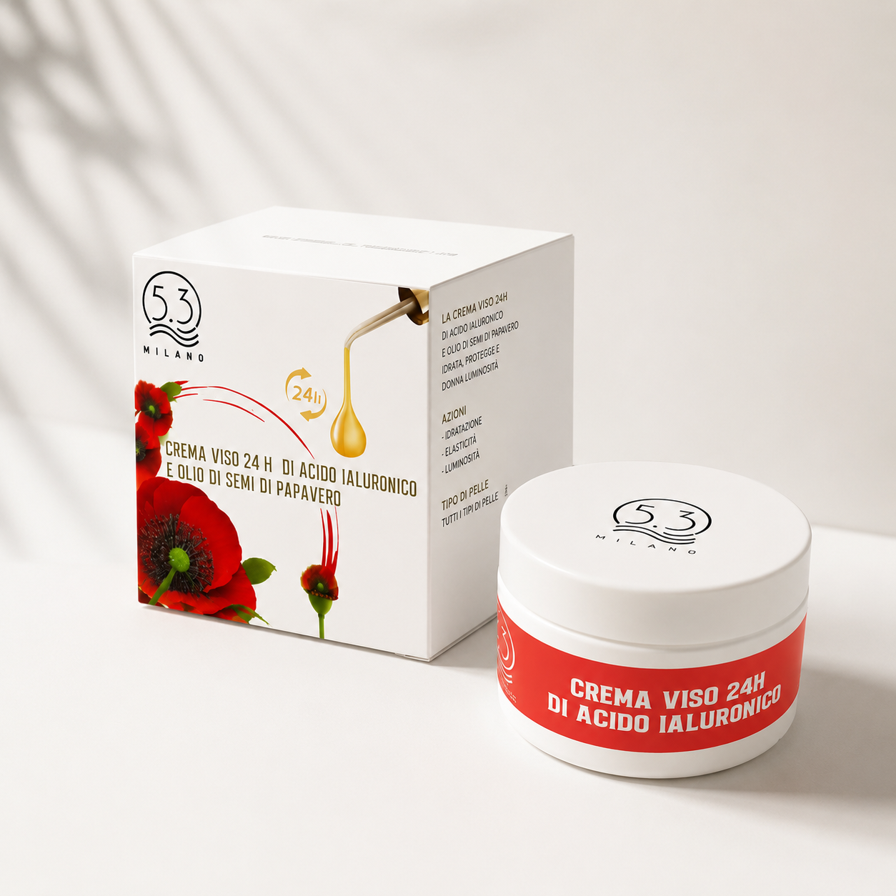 Crema Viso 24H Acido Ialuronico e Olio di Semi di Papavero