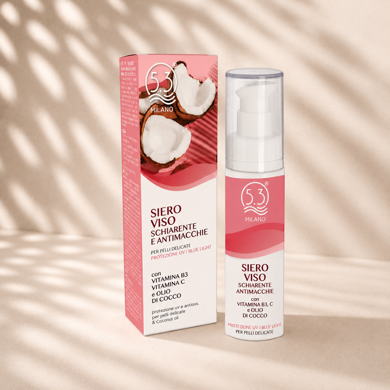Siero Viso Schiarente e Antimacchie con Vitamina B3, Vitamina C e Olio di Cocco